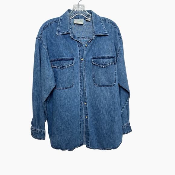Copper Key Jean Jacket Shirt Womens Medium Soft Cotton Casual Pockets Vintage - Picture 5 of 6